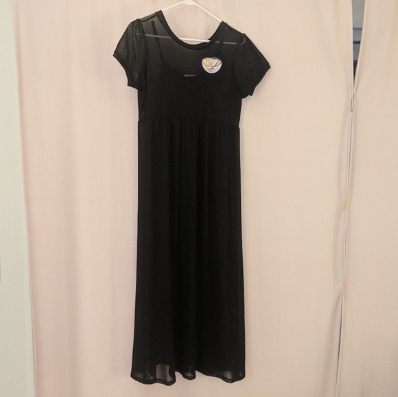 JapanLA Ramen Embroidery Patch Maxi Dress Black Mesh Size Small - Picture 4 of 7